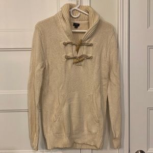 J. Crew nautical style thick knit Shaw collared pull over sweater eggshell white